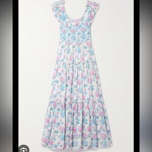 LOVESHACKFANCY Chessie Floral Cotton Midi Dress XS